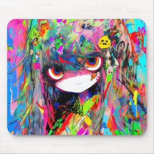 Anime Girl Abstrakt Colorful Mousepad