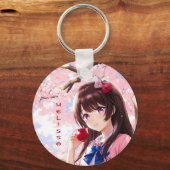 Anime Girl Add Name Schlüsselanhänger (Vorderseite)