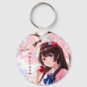 Anime Girl Add Name Schlüsselanhänger (Rückseite)