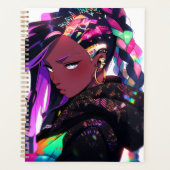 Anime Girl African American Art Planner Planer (Vorderseite)
