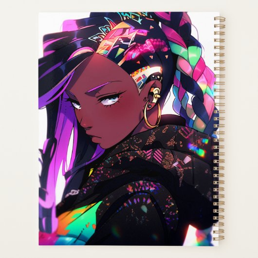 Anime Girl African American Art Planner Planer (Rückseite)