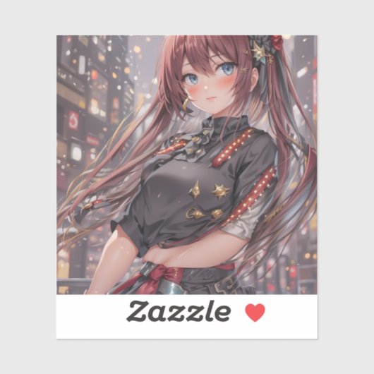 Anime Girl AI Generative Aufkleber (Blatt)