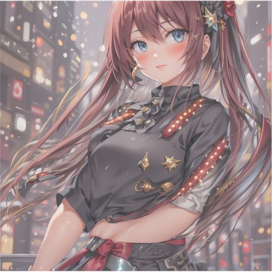 Anime Girl AI Generative Aufkleber (Vorderseite)