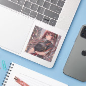 Anime Girl AI Generative Aufkleber (Laptop mit iPhone)