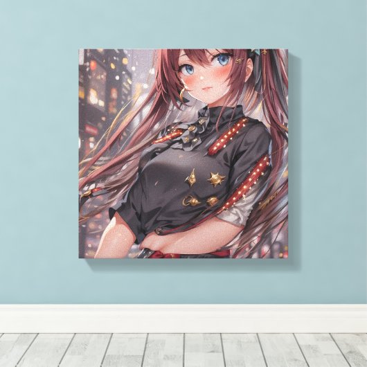 Anime Girl AI Generative Leinwanddruck (Insitu (Holzboden))