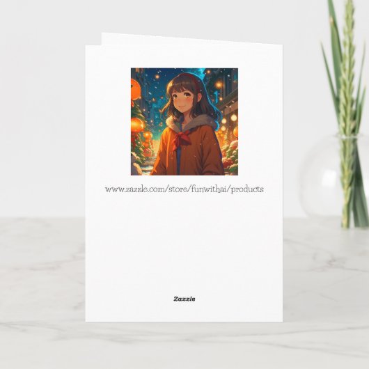 Anime Girl am Weihnachtsabend Karte (Rückseite)