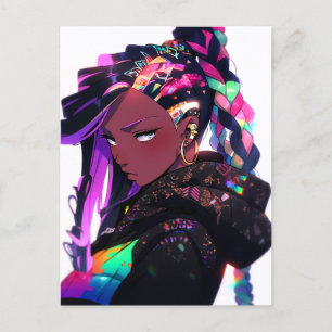 Anime Girl American Art Postkarte