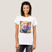 Anime Girl and Butterfly Wassercolor T-Shirt (Vorne ganz)