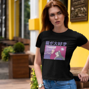 Anime Girl and Cat T-Shirt