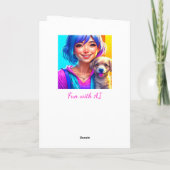 Anime Girl and Puppy Dog Personalisiert zum Geburt Karte (Rückseite)