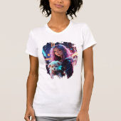 Anime Girl and Puppy: Whimsical Night City T-Shirt (Vorderseite)