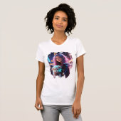 Anime Girl and Puppy: Whimsical Night City T-Shirt (Vorne ganz)