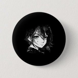 Anime Girl Anime Eyes Ink Sketch Zeichnend für G Button