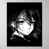 Anime Girl Anime Eyes Ink Sketch Zeichnend für G Poster (Vorne)