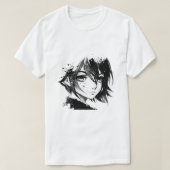 Anime Girl Anime Eyes Ink Sketch Zeichnend für G T-Shirt (Design vorne)