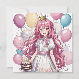 Anime girl birhday A Einladung