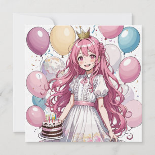 Anime girl birhday A Einladung