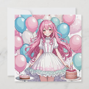 Anime girl Birthday B Einladung
