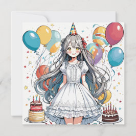 Anime girl Birthday C Einladung