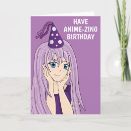 Anime Girl Birthday Card Karte