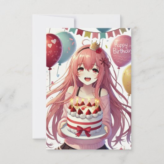 Anime Girl Birthday Einladung (Vorderseite)