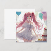 Anime Girl Birthday Einladung (Vorne/Hinten)