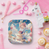 Anime Girl Birthday Pappteller (Party)