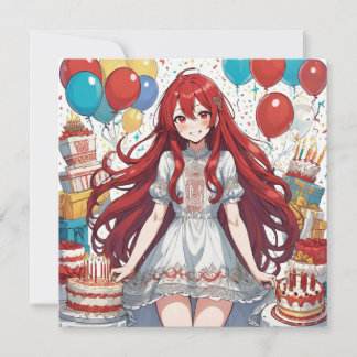 Anime Girl birthday Personalize Cust Invitation Einladung