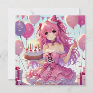 Anime girl birthday Personalize Custom Einladung