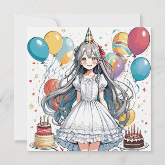 Anime girl Birthday Personalize Custom Einladung