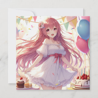 Anime Girl Birthday Personalize Custom Einladung