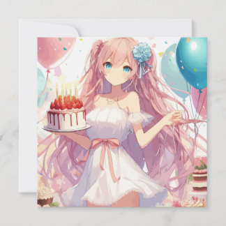 Anime Girl Birthday Personalize Custom Invitation Einladung