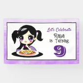 Anime Girl Birthday Pizza Party Banner (Horizontal)