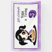 Anime Girl Birthday Pizza Party Banner (Vertikal)