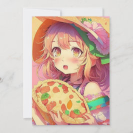 Anime Girl Birthday Pizza Party Einladung