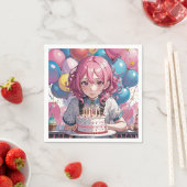 Anime Girl Birthday Serviette (Beispiel)
