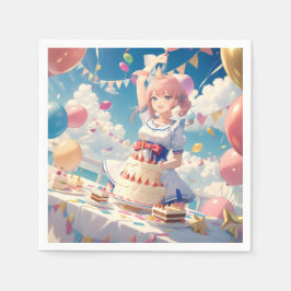 Anime Girl Birthday Serviette