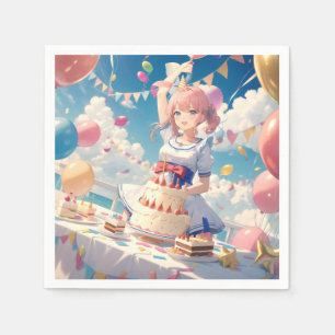 Anime Girl Birthday Serviette