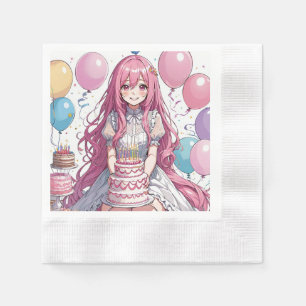 Anime girl Birthday Serviette