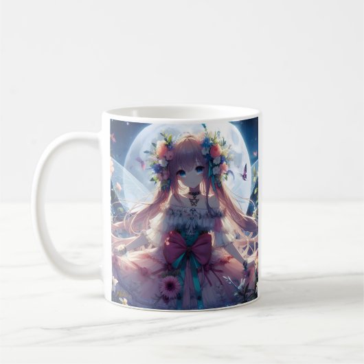 Anime Girl Blume Moon Fairy Kaffeetasse (Links)