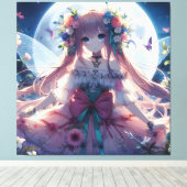Anime Girl Blume Moon Fairy Leinwanddruck (Insitu (Holzboden))