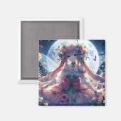 Anime Girl Blume Moon Fairy Magnet (Vorderseite/Rückseite)