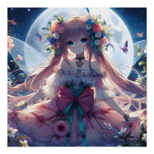 Anime Girl Blume Moon Fairy Poster (Vorderseite)