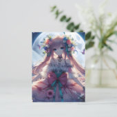 Anime Girl Blume Moon Fairy Postkarte (Stehend Vorderseite)