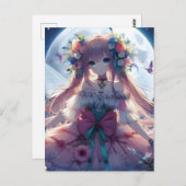 Anime Girl Blume Moon Fairy Postkarte (Vorne/Hinten)