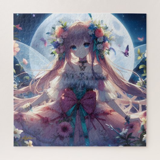Anime Girl Blume Moon Fairy Puzzle (Vertikal)