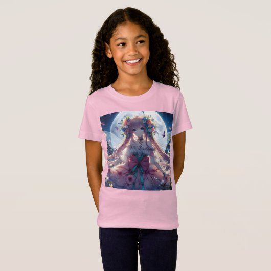 Anime Girl Blume Moon Fairy T-Shirt (Vorne ganz)