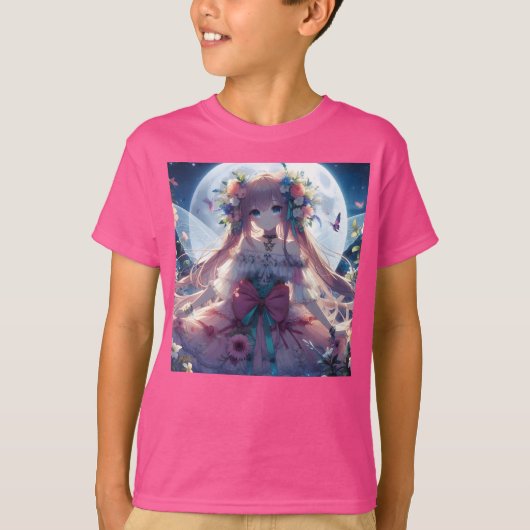 Anime Girl Blume Moon Fairy T-Shirt (Vorderseite)