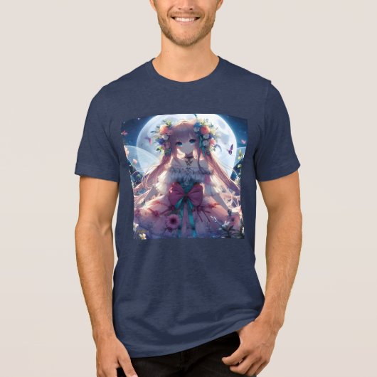 Anime Girl Blume Moon Fairy Tri-Blend Shirt (Vorderseite)