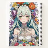 Anime Girl-Blume Notizblock (Rückseite)